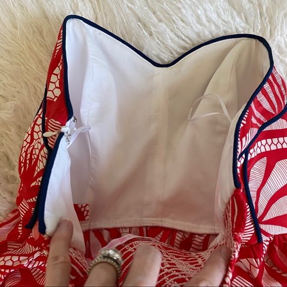 Alice & Trixie Veronique Red Strapless Silk Dress - Picture 11 of 16